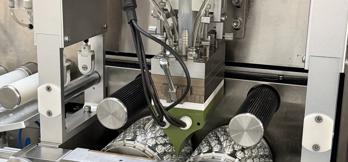 Softgel encapsulation machine mold rollers close-up